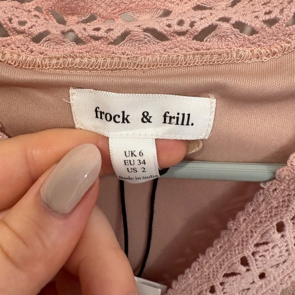 NWT-Frock and Frill prairie lace midi dress with embroidered flowers in rose - Picture 4 of 11